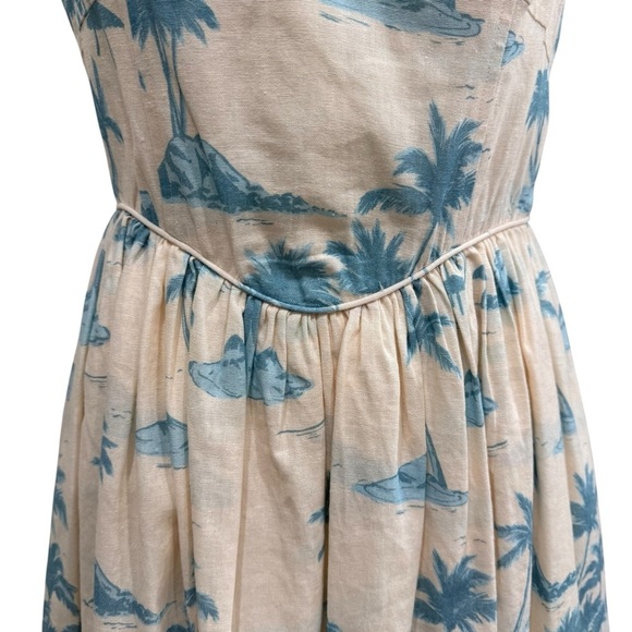 Gianni Bini x DANNIJO Kona Linen Palm Print Mini Dress Light Blue Ivory NWT - Picture 9 of 16
